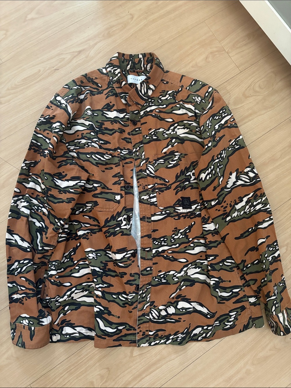 Topman Brown & Green Camo Field Jacket